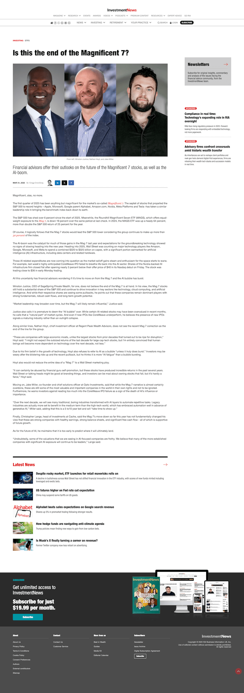 INVESTMENT NEWS 31MAR25 article min