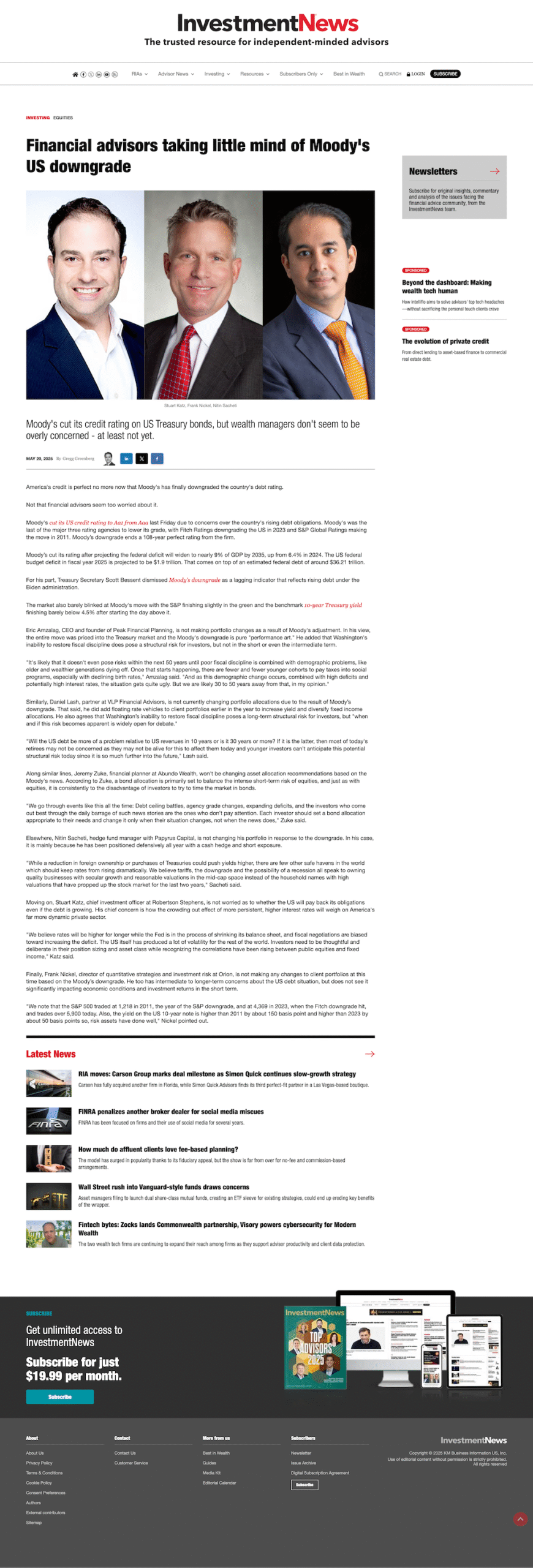 INVESTMENT NEWS 20MAY25 ARTICLE