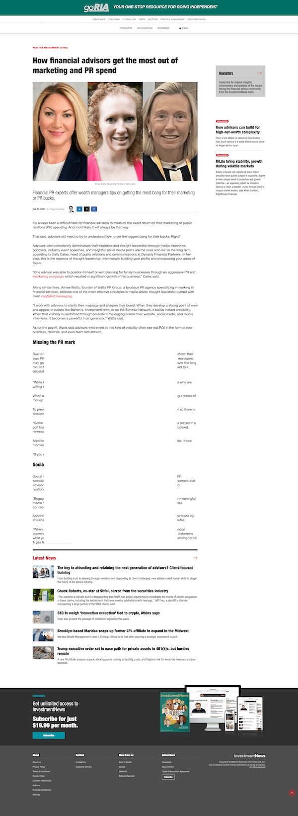 INVESTMENT NEWS 7JUL25 ARTICLE min