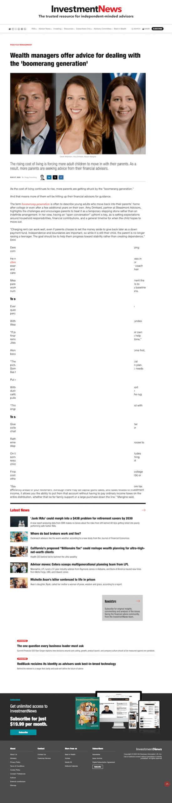 INVESTMENT NEWS 27AUG25 ARTICLE min