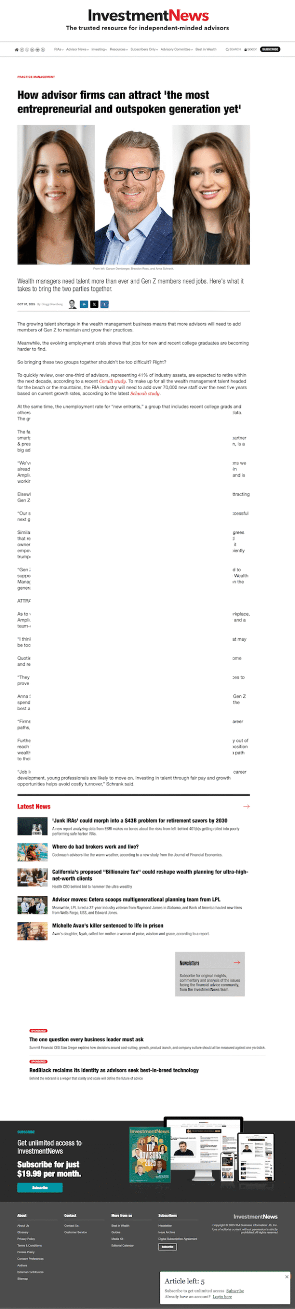 INVESTMENT NEWS 7OCT25 ARTICLE min
